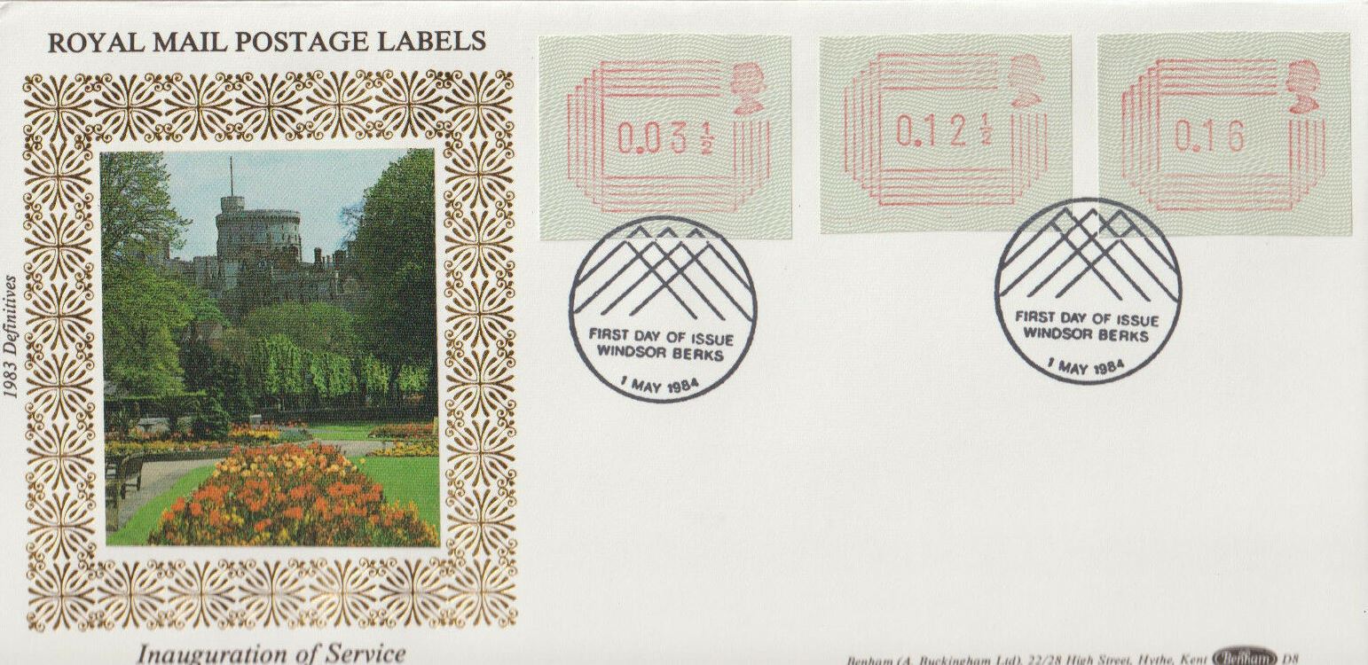 1984 GB - D008f - FRAMA 3 x Postage Labels (Benham)